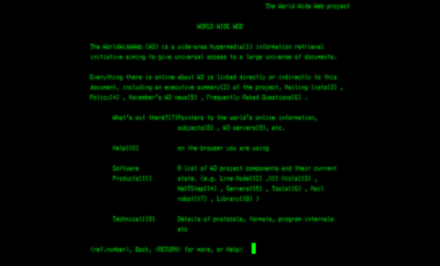 Screenshot of first web page
